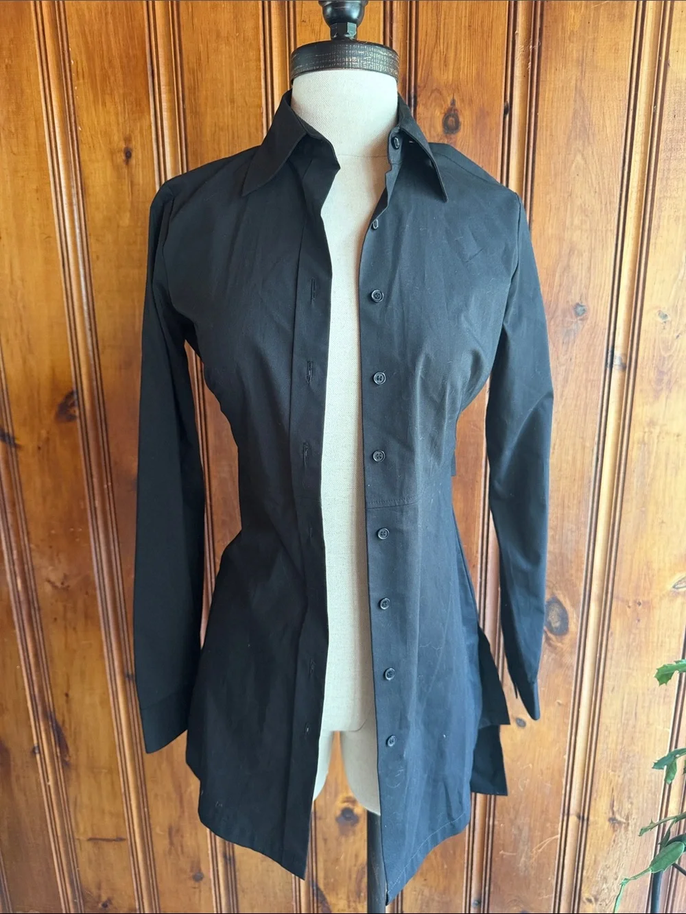New York & Company Black Stretch Button-Up Dress Shirt - Picture 1 of 6